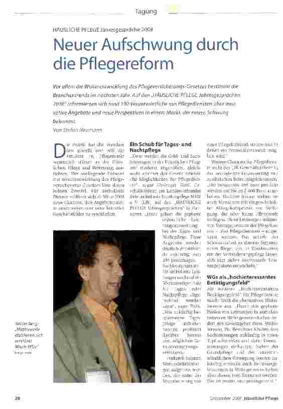Vorschauseite 1: Neuer Aufschwung durch die Pflegereform