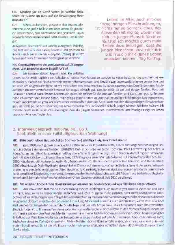 Vorschauseite 2: LEBENSQUALITÄT TROTZ(T) KRANKHEIT