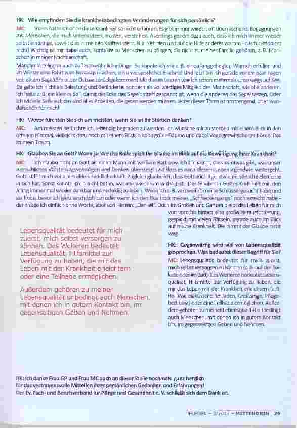 Vorschauseite 3: LEBENSQUALITÄT TROTZ(T) KRANKHEIT