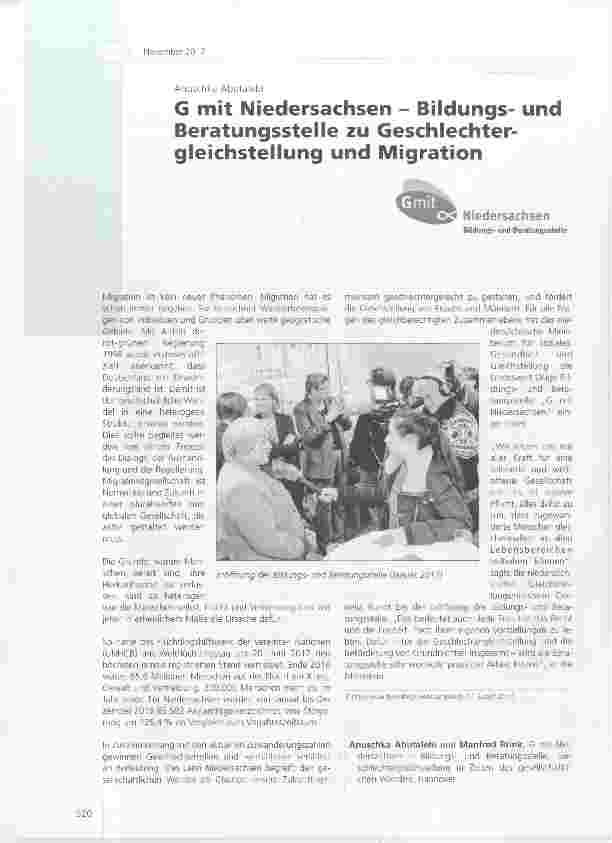 Vorschauseite 1: G mit Niedersachsen Bildungsund Beratungsstelle zu Geschlechtergleichstellung und Migration
