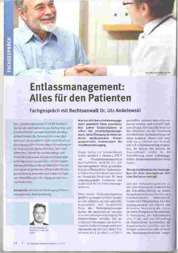 Vorschauseite 1: Entlassmanagement: Alles für den Patienten