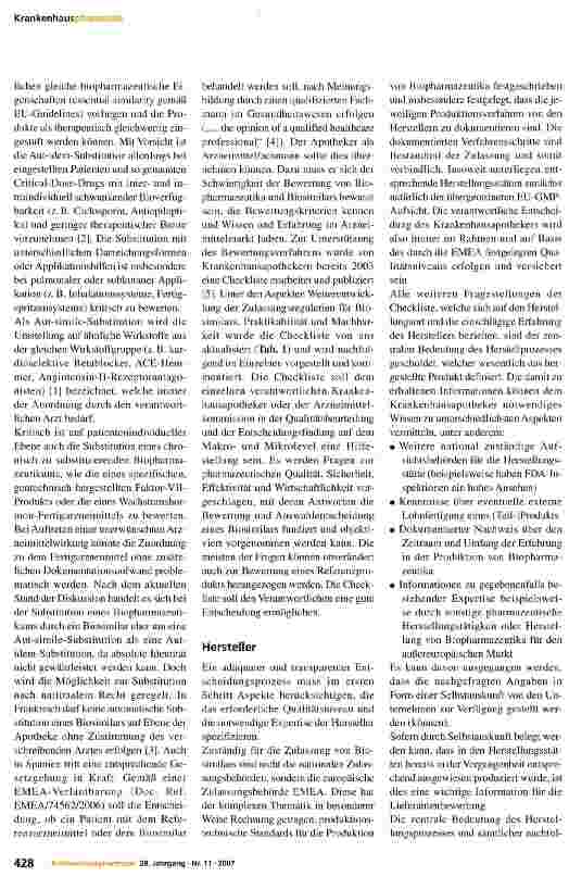 Vorschauseite 2: Checkliste zur Bewertung von Biopharmazeutika