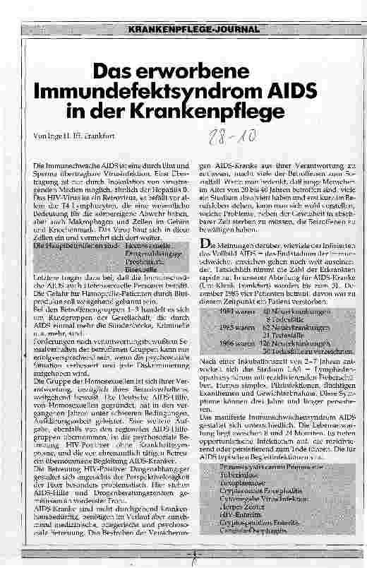 Vorschauseite 1: Das erworbene Immundefektsyndrom AIDS in der Krankenpflege