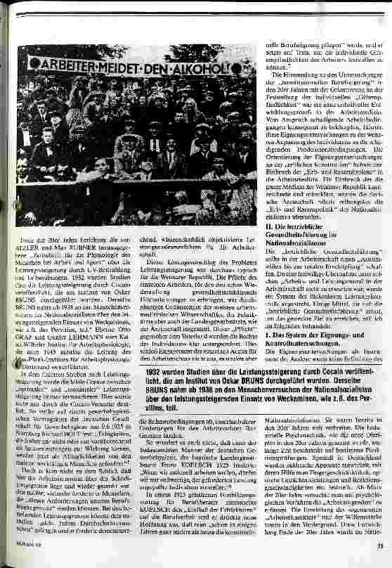 Vorschauseite 2: Deine Ehre ist die Leistung /// Zur Geschichte der Arbeitsmedizin in der Weimarer Republik und im Nazionalsozialismus