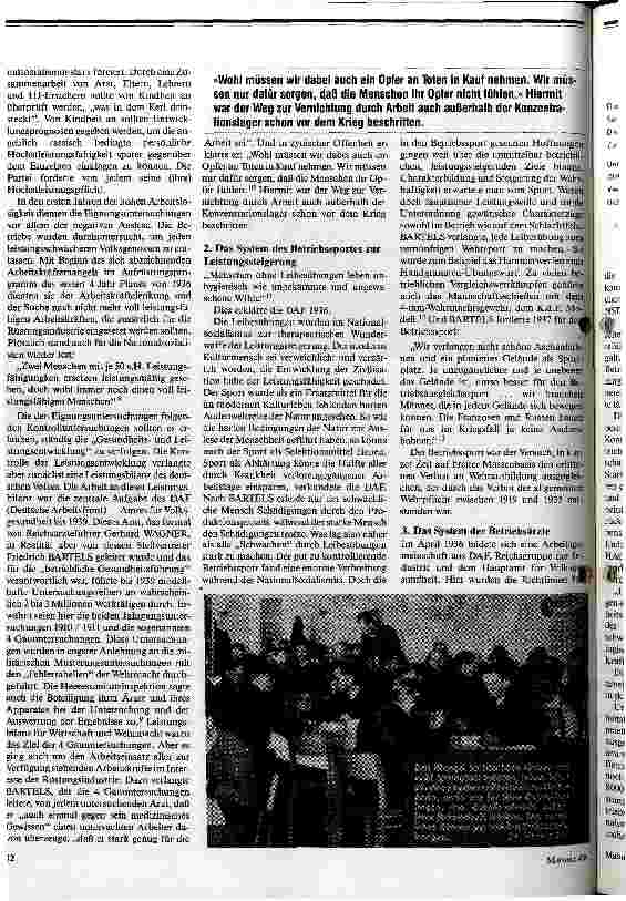 Vorschauseite 3: Deine Ehre ist die Leistung /// Zur Geschichte der Arbeitsmedizin in der Weimarer Republik und im Nazionalsozialismus