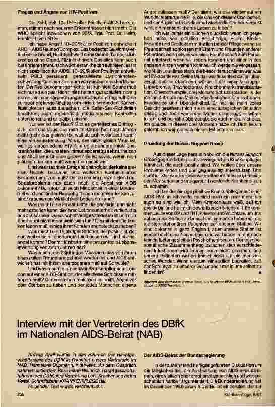 Vorschauseite 1: Interview mit der Vertreterin des DBFK im Nationalen AIDS-Beirat