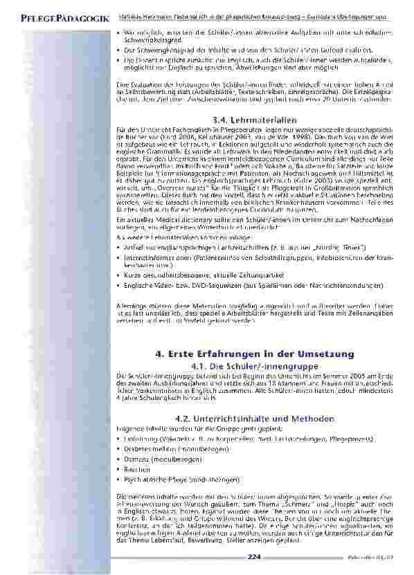 Vorschauseite 4: Fachenglisch in der pflegerischen ErstausbildungCurriculare Überlegungen und ihre Umsetzung