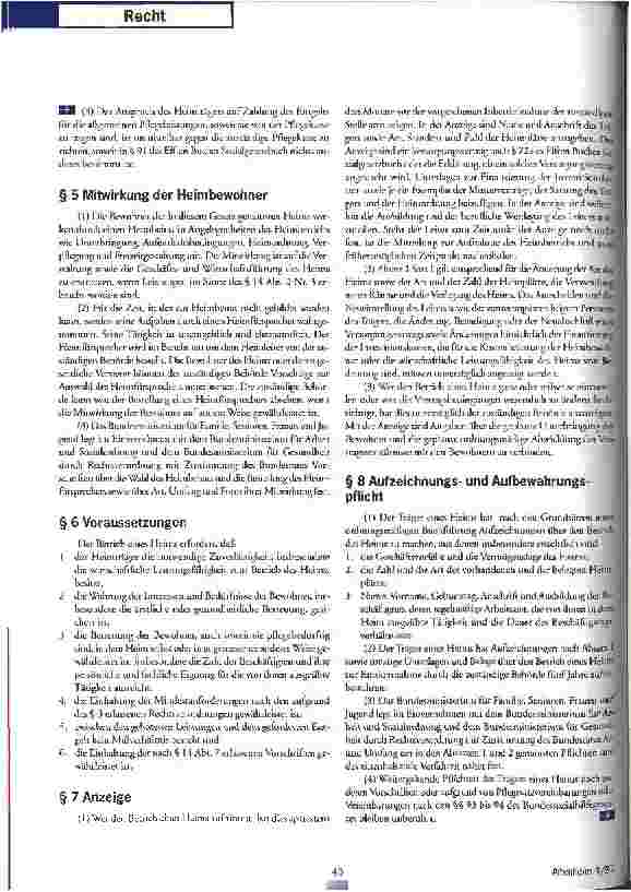 Vorschauseite 3: Das neue Heimgesetz (geändert durch das zweite Gesetz zur Änderung des Heimgesetzes vom 3. Februar 1997)