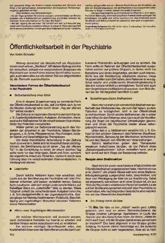 Vorschauseite 1: Öffentlichkeitsarbeit in der Psychiatrie