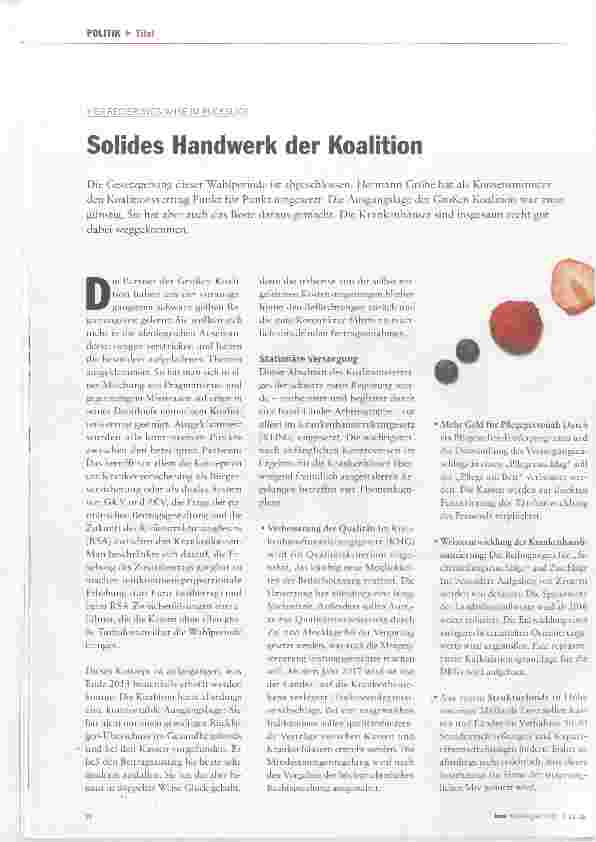 Vorschauseite 1: Solides Handwerk der Koalition