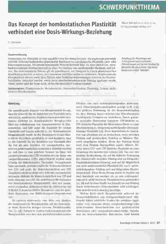 Vorschauseite 1: Das Konzept der homöostatischen Plastizität verhindert eine Dosis-Wirkungs-Beziehung