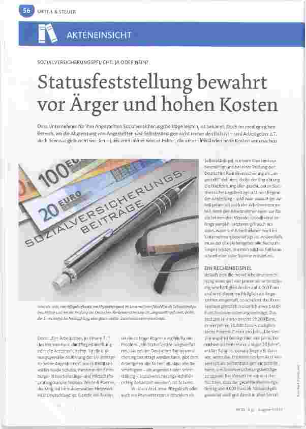 Vorschauseite 1: Statusfeststellung bewahrt vor Ärger und hohen Kosten