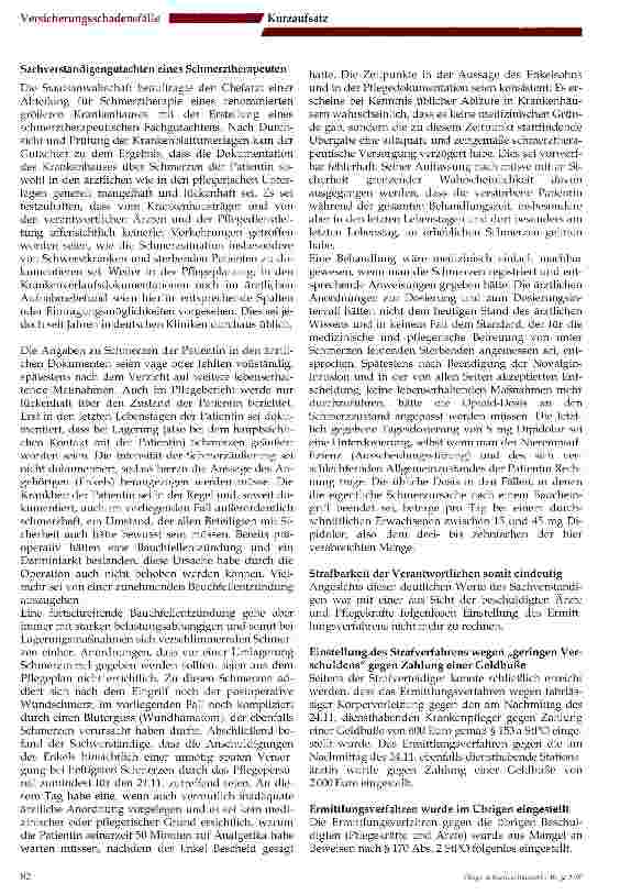 Vorschauseite 2: Strafbare Unterdosierung eines Schmerzmedikamentes