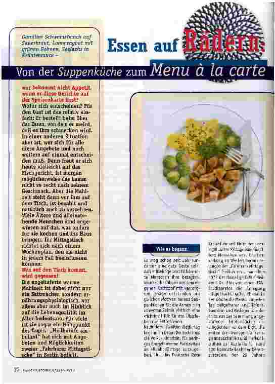 Vorschauseite 1: Essen auf Rädern Von der Suppenküche zum Menu á la carte