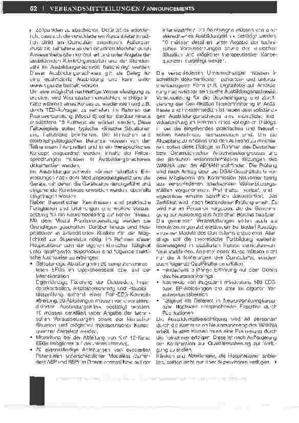 Vorschauseite 5: Neuromonitoring in Anästhesie und Intensivmedizin - Empfehlungen für eine berufsbegleitende modulare Fortbildung und Zertifizierung -*