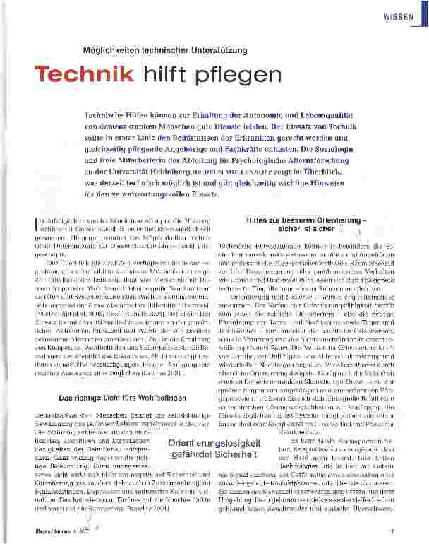 Vorschauseite 1: Technik hilft pflegen