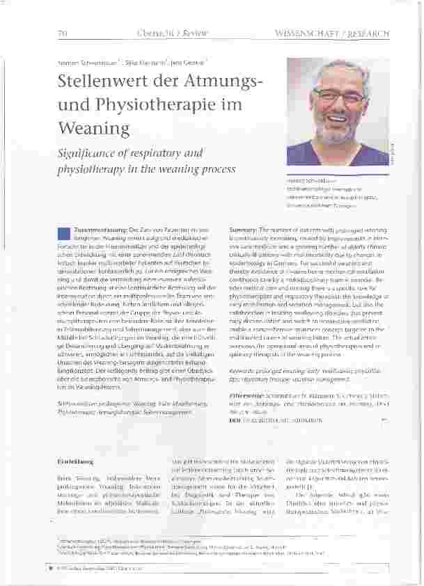 Vorschauseite 1: Stellenwert der Atmungsund Physiotherapie im Weaning