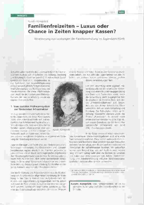 Vorschauseite 1: Familienfreizeiten Luxus oder Chance in Zeiten knapper Kassen?
