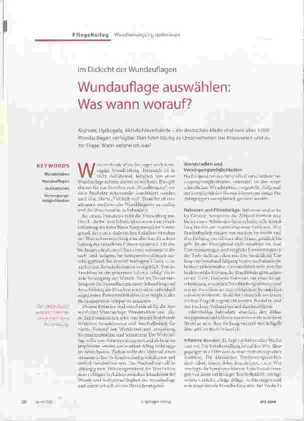Vorschauseite 1: Wundauflage auswählen: Was wann worauf?