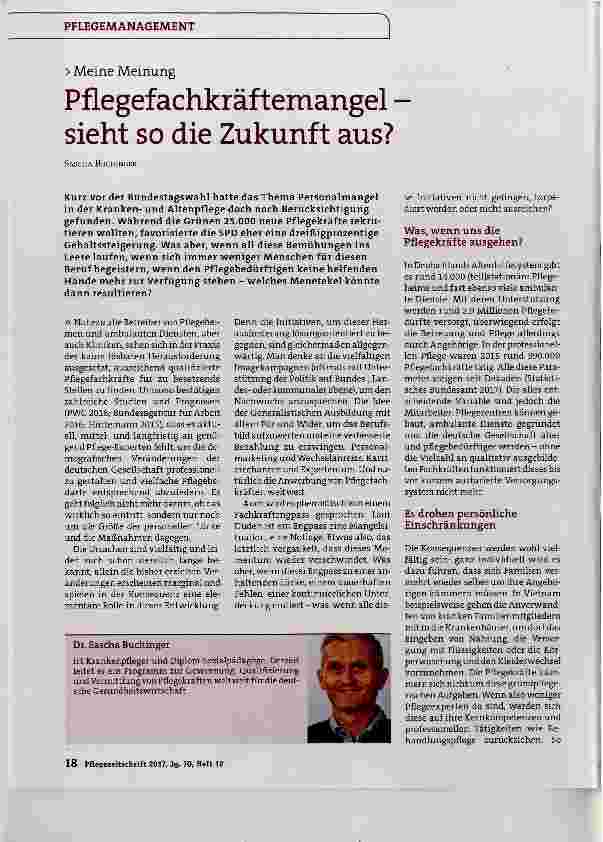 Vorschauseite 1: Pflegefachkräftemangel sieht so die Zukunft aus?