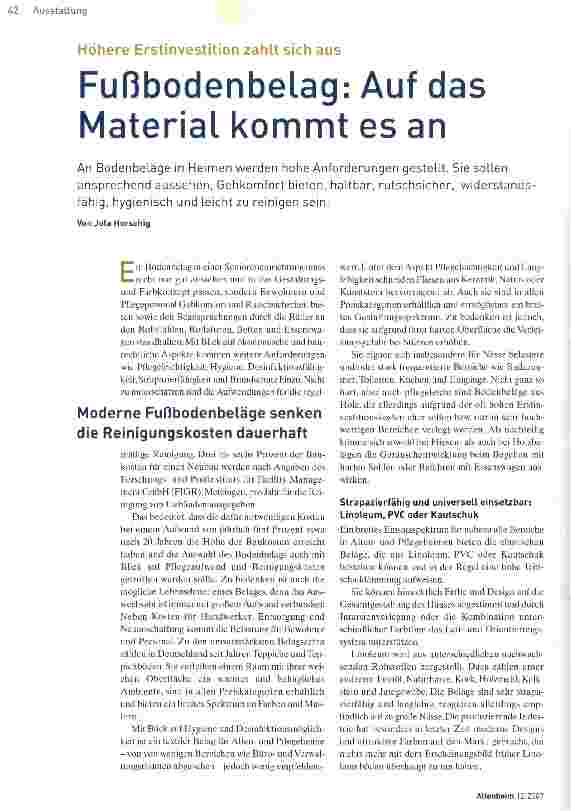 Vorschauseite 1: Fußbodenbelag: Auf das Material kommt es an