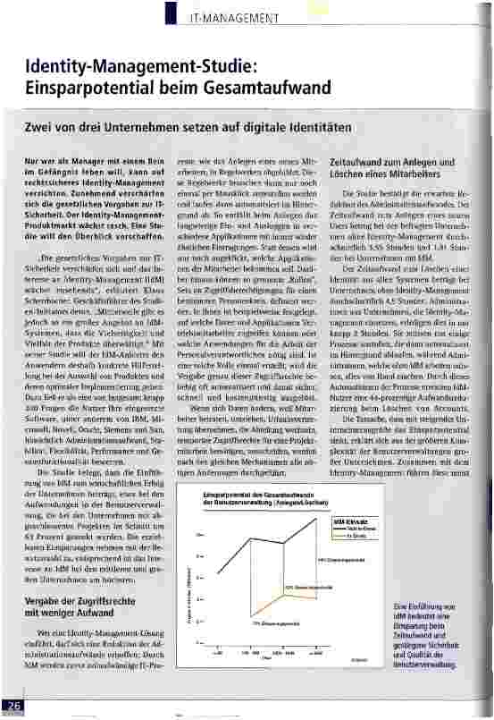 Vorschauseite 1: Identity-Management-Studie: Einsparpotential beim Gesamtaufwand