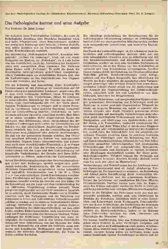 Vorschauseite 1: Das Pathologische Institut und seine Aufgaben