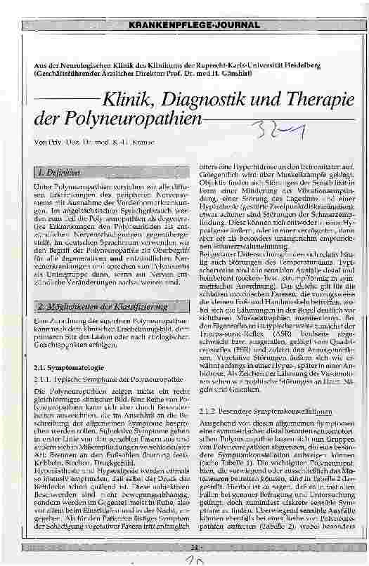 Vorschauseite 1: Klinik, Diagnostik und Therapie der Polyneuropathien