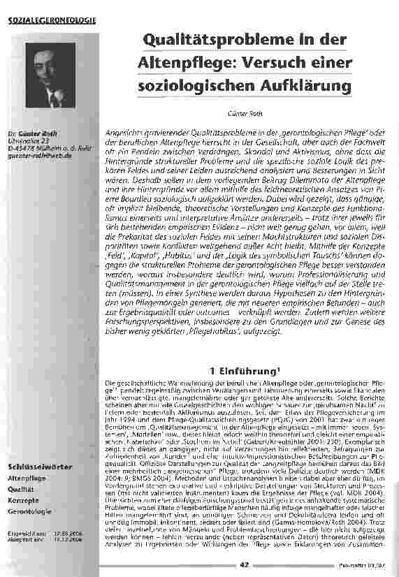 Vorschauseite 1: Qualitätsprobleme in der Altenpflege: Versuch einer soziologischen Aufklärung