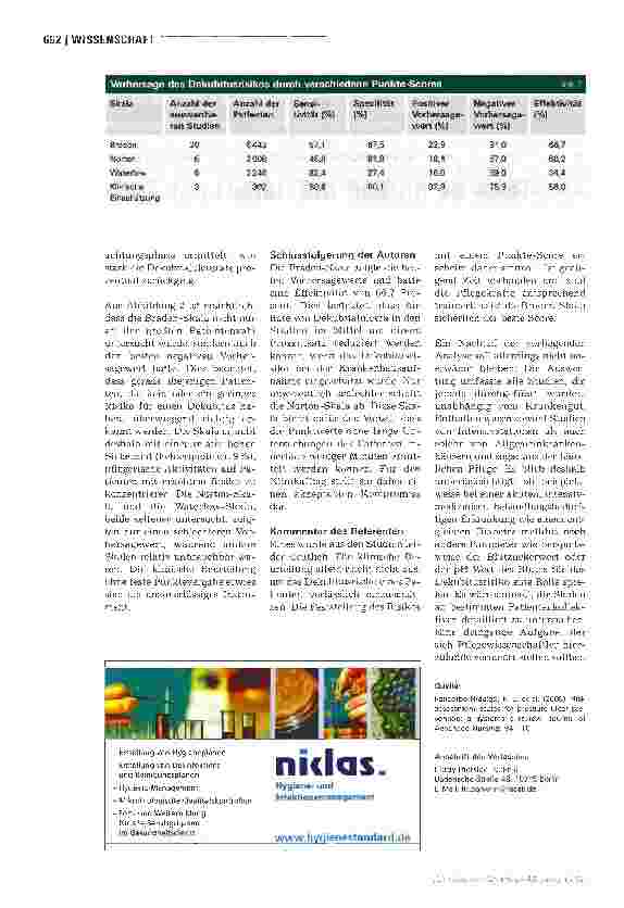 Vorschauseite 3: Welcher Dekubitus-Score sagt das Risiko am besten voraus?