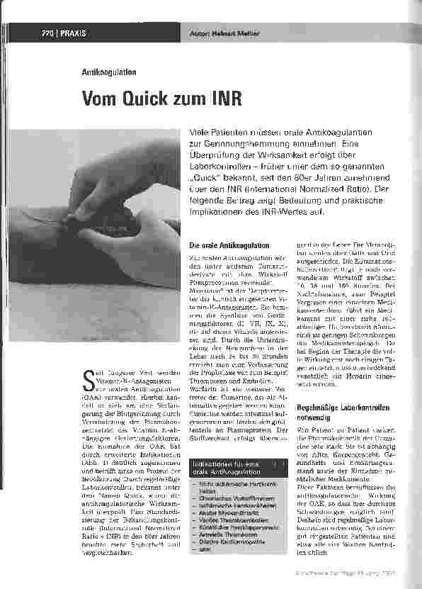 Vorschauseite 1: Vom Quick zum INR