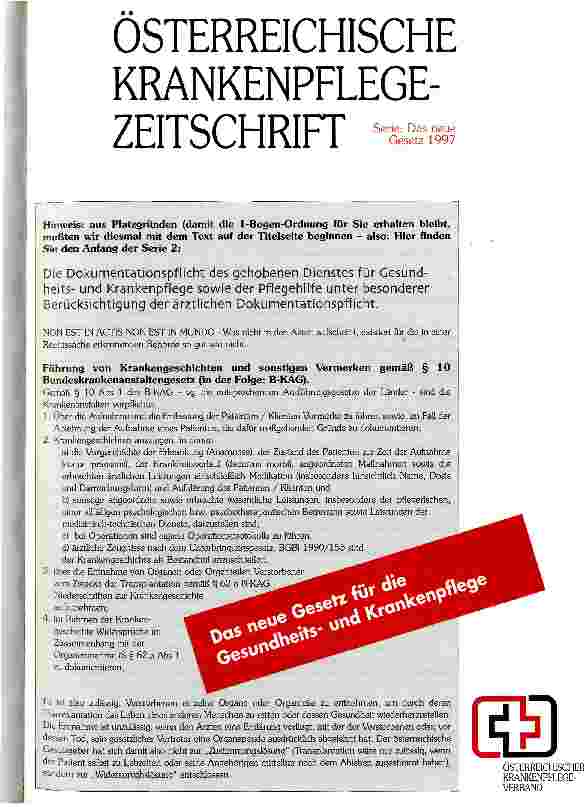Vorschauseite 1: Das neue Gesetz für die Gesundheitsund Krankenpflege Das neue Gesetz 1997 Teil 2