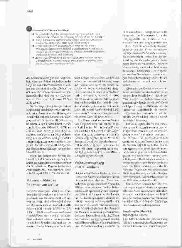 Vorschauseite 3: Obhutspflicht des Krankenhauses Vorsicht, Langfinger!