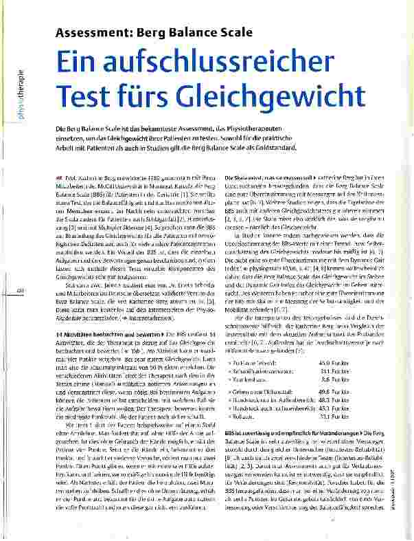 Vorschauseite 1: Assessment: Berg Balance Scale Ein aufschlussreicher Test fürs Gleichgewicht