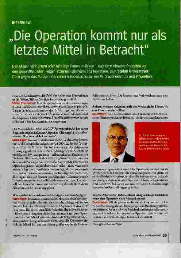 Vorschauseite 1: Die Operation kommt nur als letztes Mittel in Betracht