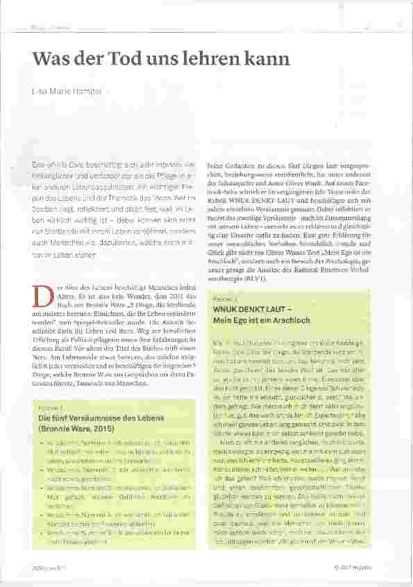 Vorschauseite 1: Was der Tod uns lehren kann