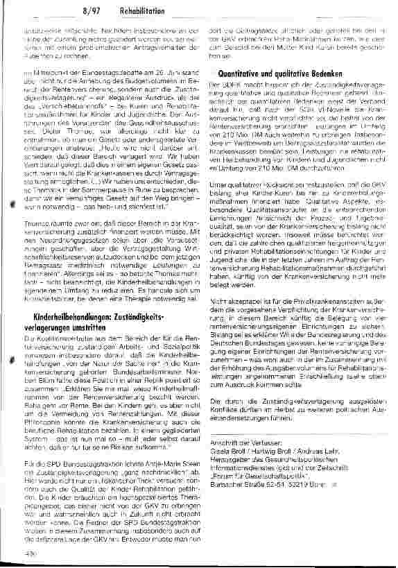 Vorschauseite 2: Streit um Kinderheilbehandlungen Der Kompromiß bei der Rehabilitation wirft neue Probleme auf