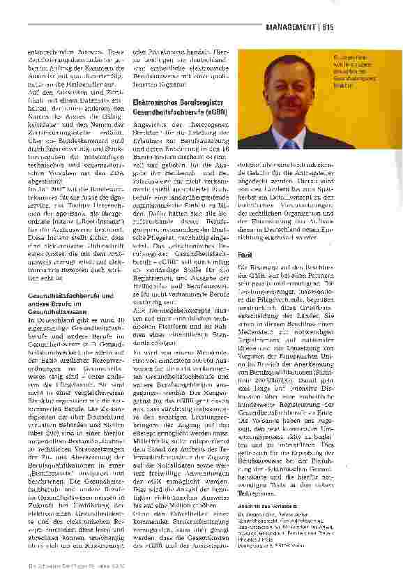 Vorschauseite 2: Aufbau eines elektronischen Gesundheitsberufsregisters