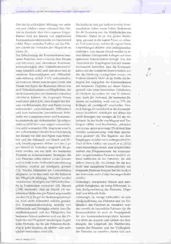 Vorschauseite 2: Die Kommunikation von und mit erwachsenen beatmeten Intensivpatienten