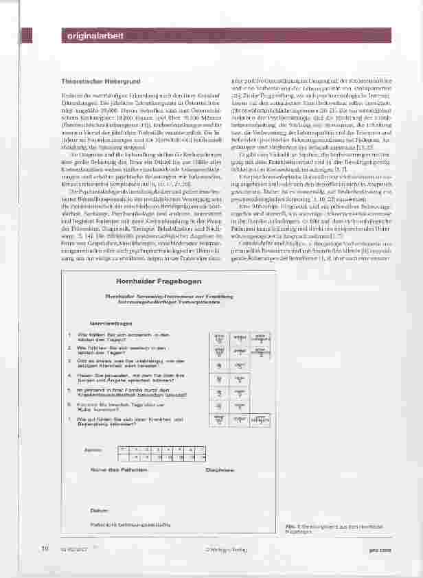 Vorschauseite 2: Systematisches Erfassen der Betreuungsbedürftigkeit Krebskranker mittels Hornheider Fragebogen