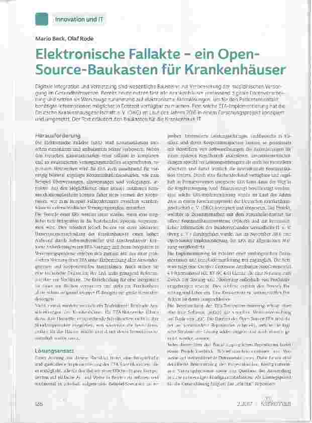Vorschauseite 1: Elektronische Fallakte ein Open- Source-Baukasten für Krankenhäuser
