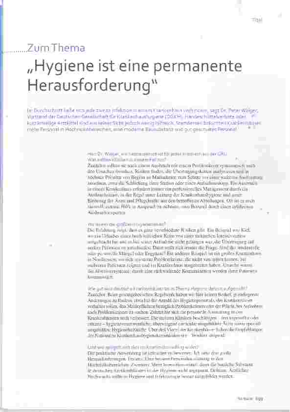 Vorschauseite 1: Hygiene ist eine permanente Herausforderung