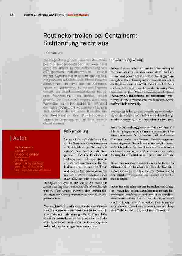 Vorschauseite 1: Routinekontrollen bei Containern Sichtprüfung reicht aus