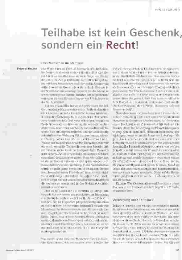 Vorschauseite 1: Teilhabe ist kein Geschenk, sondern ein Recht!