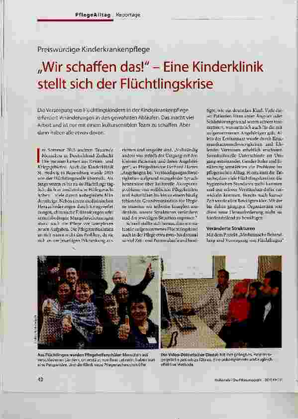 Vorschauseite 1: „Wir schaffen das! - Eine Kinderklinik stellt sich der Flüchtlingskrise