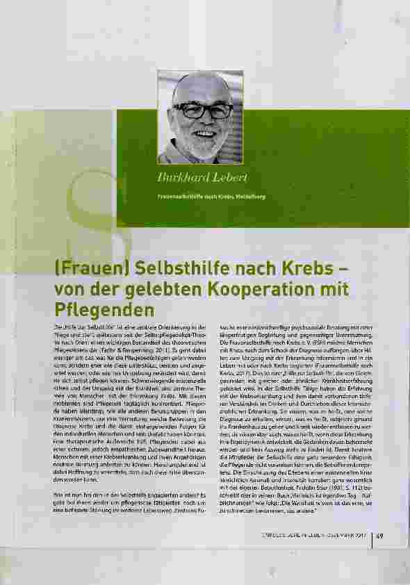 Vorschauseite 1: (Frauen) Selbsthilfe nach Krebs - von der gelebten Kooperation mit Pflegenden