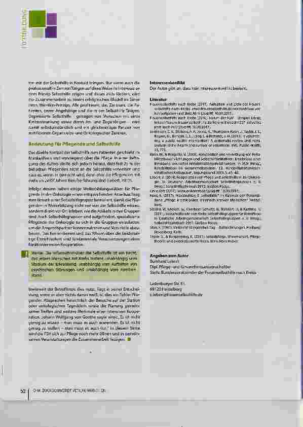 Vorschauseite 4: (Frauen) Selbsthilfe nach Krebs - von der gelebten Kooperation mit Pflegenden
