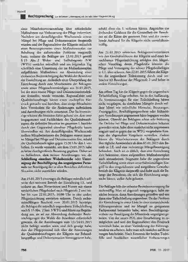 Vorschauseite 3: Zur teilweisen Untersagung des Betriebs einer Pflegeeinrichtung