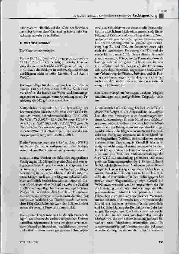 Vorschauseite 4: Zur teilweisen Untersagung des Betriebs einer Pflegeeinrichtung
