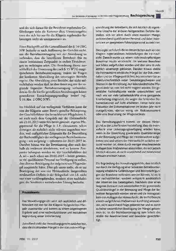 Vorschauseite 6: Zur teilweisen Untersagung des Betriebs einer Pflegeeinrichtung